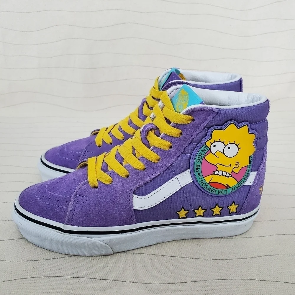 Vans Womens Lisa Simpson for President High Top Purple Suede Shoes Sneakers Sz 5
